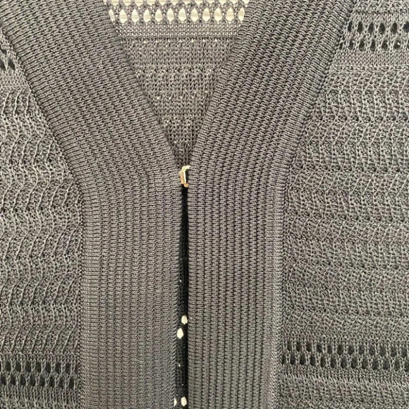 Misook Knit Striped Cardigan Sweater S Black - Picture 2 of 5